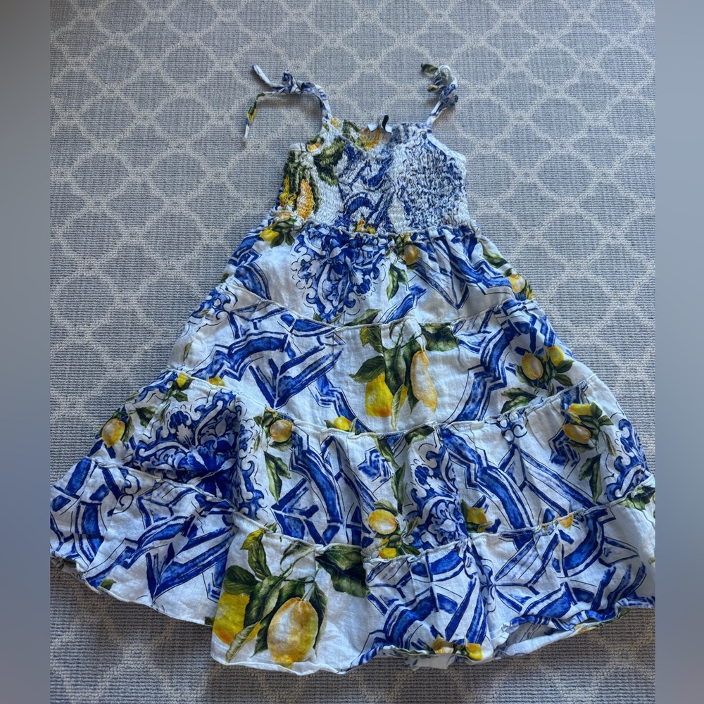 Italian Floral Blue and Yellow Orchidea Dress